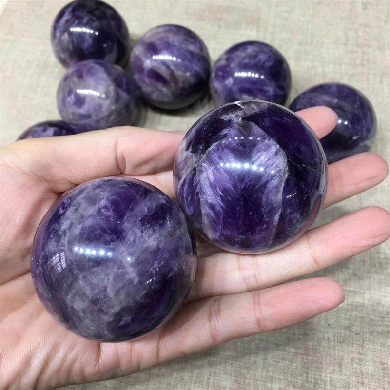 天然水家晶球天梦然公XK-ZSJ00幻紫晶原石打磨居办摆件