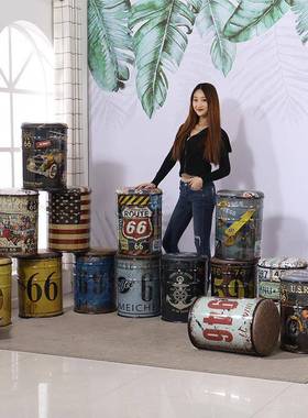 艾翠轩包邮餐桶凳矮储物凳酒凳铁艺凳吧台UXB凳凳铁桶凳油吧漆圆