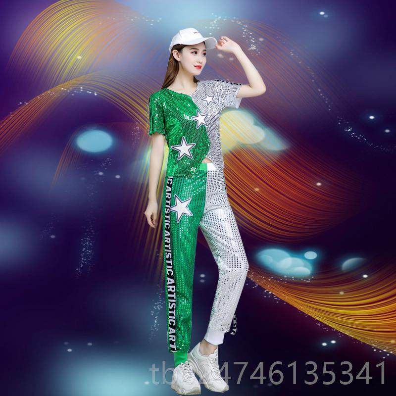 正品亮片爵士生舞服女成人学啦啦队嘻哈DS演出服套现代蹈街舞服装