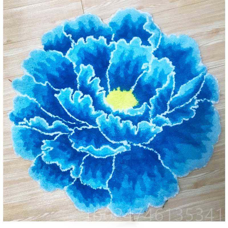 正品直销中国风家用红牡丹地毯房客国卧婚室蓝紫色地垫花厅茶几卫