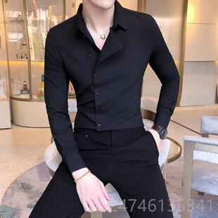 正品采产品春秋士设计衬衫，韩式时购尚发高端长袖衬衫，男个性化