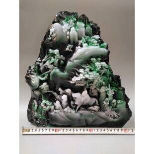 正品奇石仿天然原石石头雕刻摆件松厅客观赏石玉雕石寿绿山石工艺