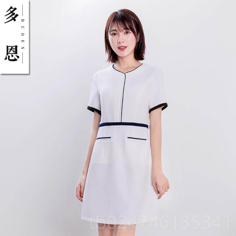 新款多恩款美容师生工作服装女新气技质白色美业养会所师服套装夏