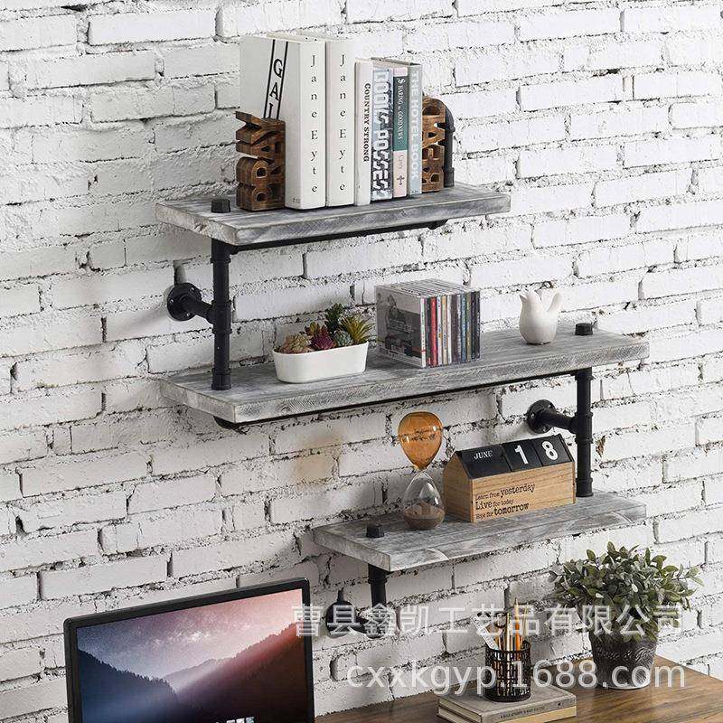 实木铁艺复古墙上置物架3层一字隔板置物架卧室装饰置物架花架,收纳整理,书桌收纳置物架,淘宝优惠券,粉丝福利购,淘宝优惠卷