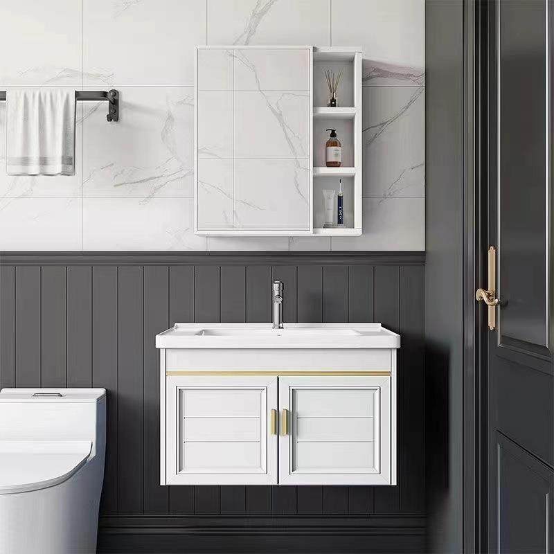 浴室柜组合简约小户型洗脸池一体陶瓷盆卫生间洗漱台镜柜一件