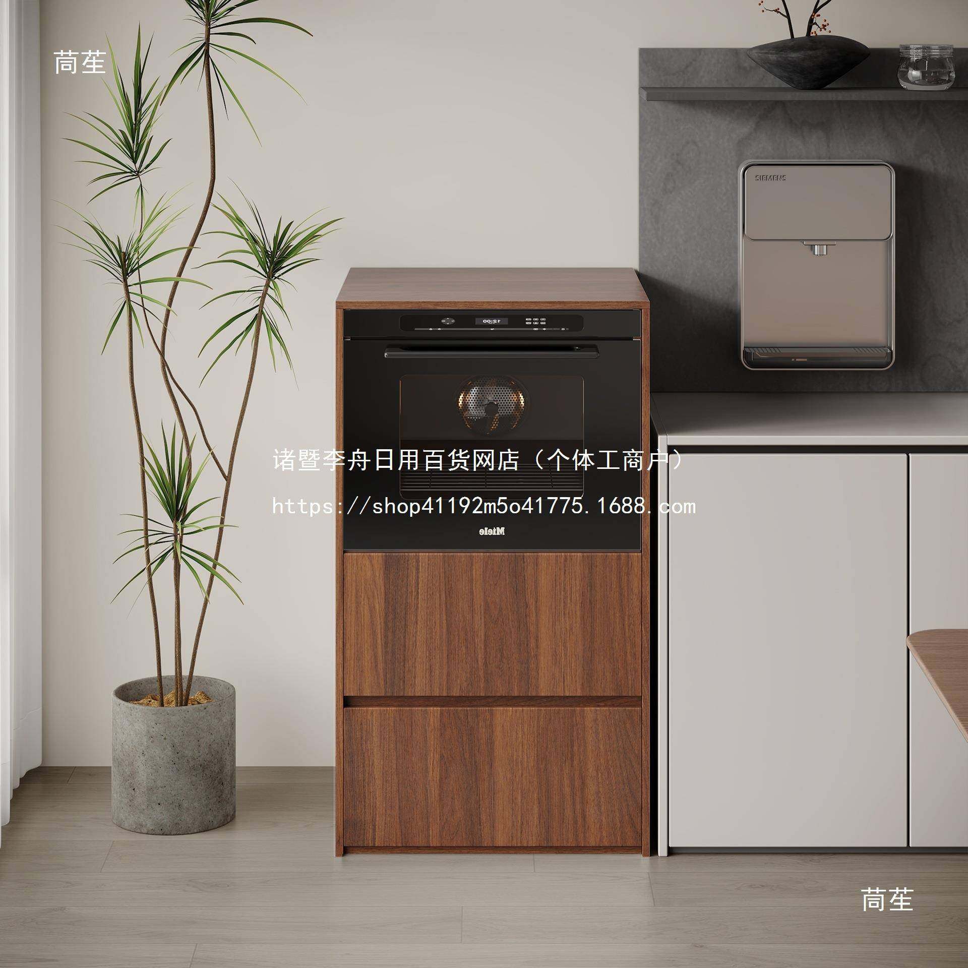 实木厨房置物架嵌入式柜洗碗机蒸烤箱电器收纳橱柜门白色暖白