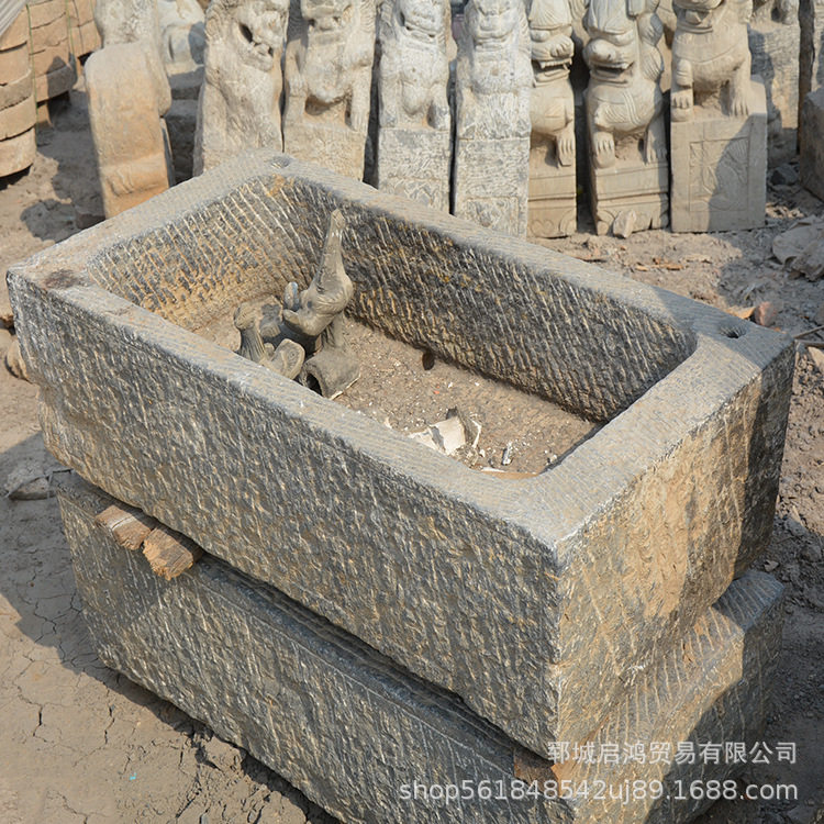 庭院水景老石槽石雕组合