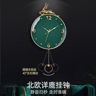 鹿头挂钟现代简约家用静音时钟2023新款客厅钟表挂钟创意石英钟