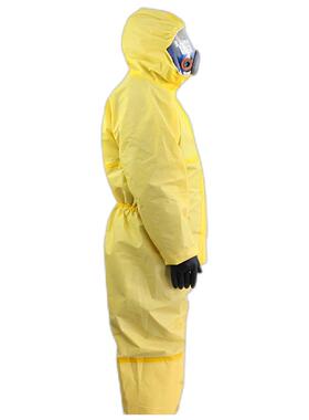 汉盾HD-BP618黄色带帽连体式防液体飞溅防粉尘工业防化服