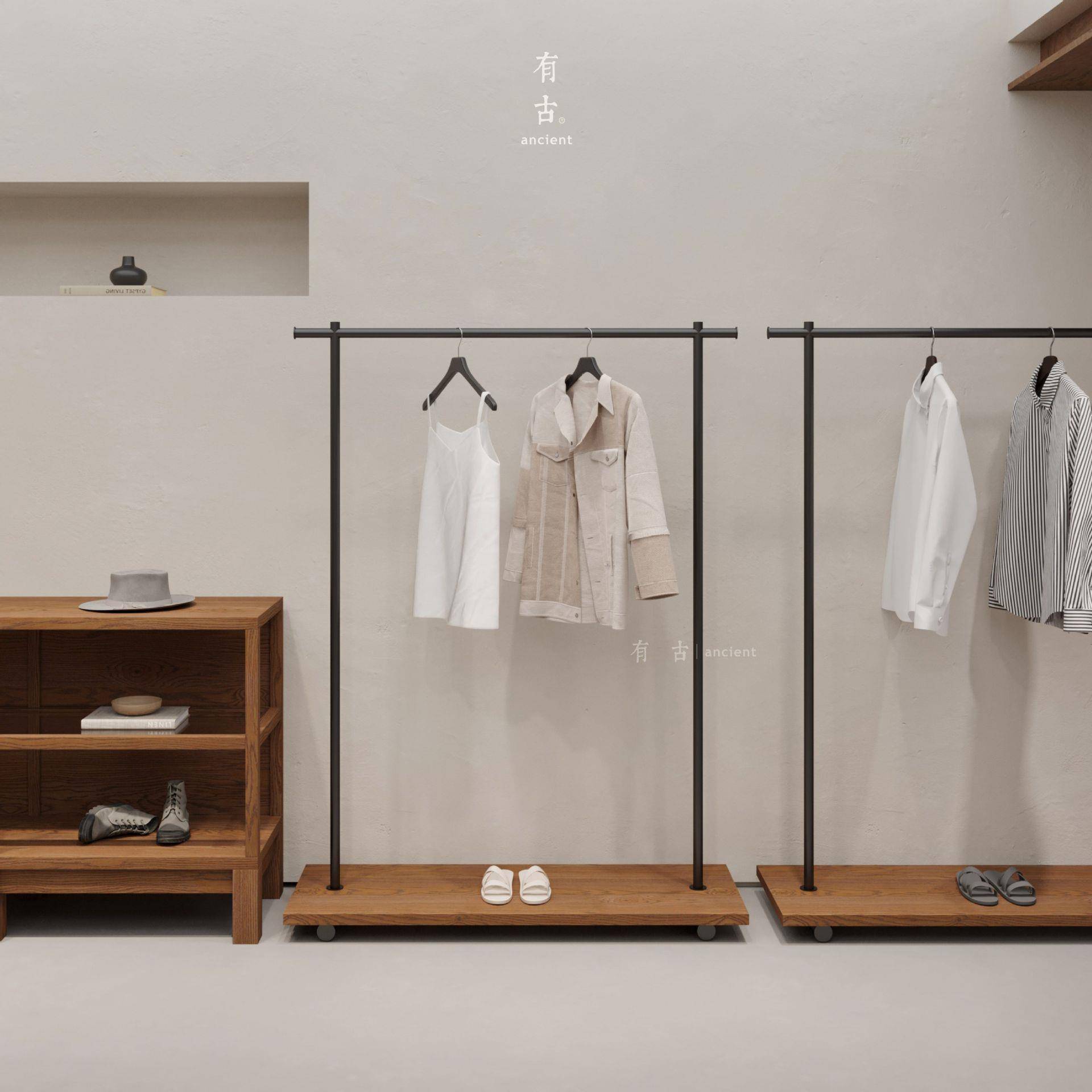 服装落店展示架DK-21024衣地约简带板挂架童装中岛架铁艺侧挂衣货