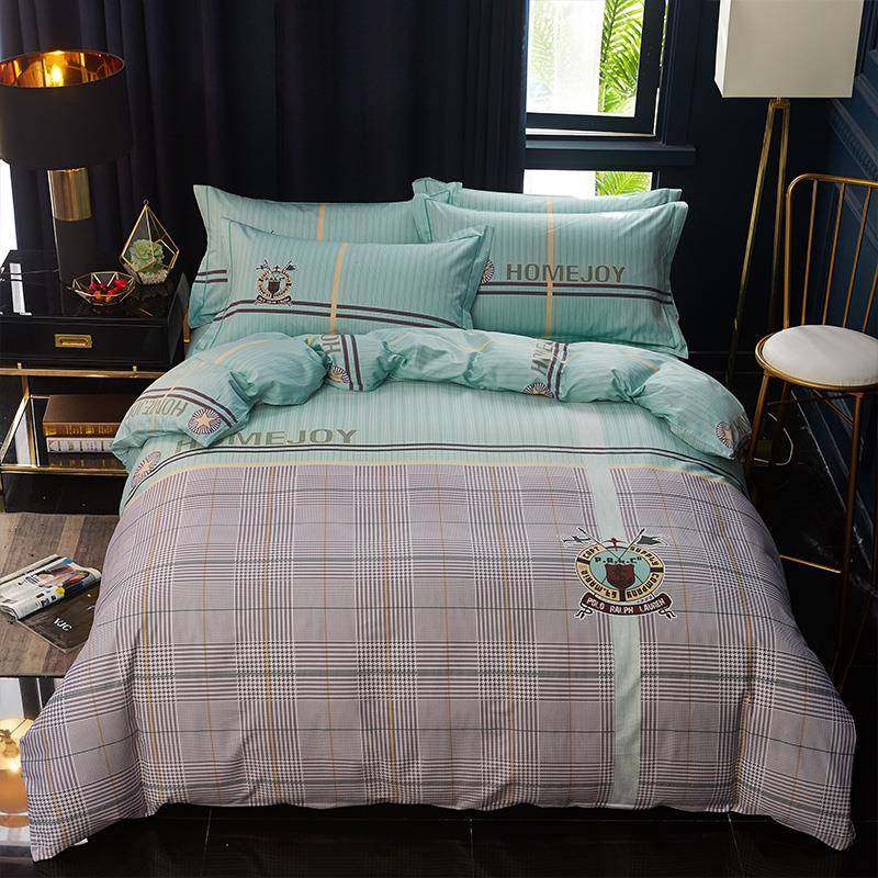 GZ6M纯斜纹英伦风四件套条格欧美被套床笠1.8米1.5m2床品秋冬