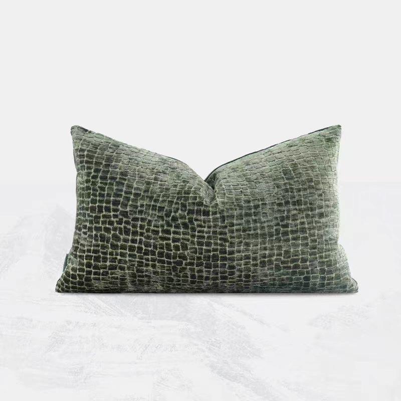 轻奢简约现代抱枕沙发客厅靠垫方枕样板间酒店抱枕墨绿靠包腰枕