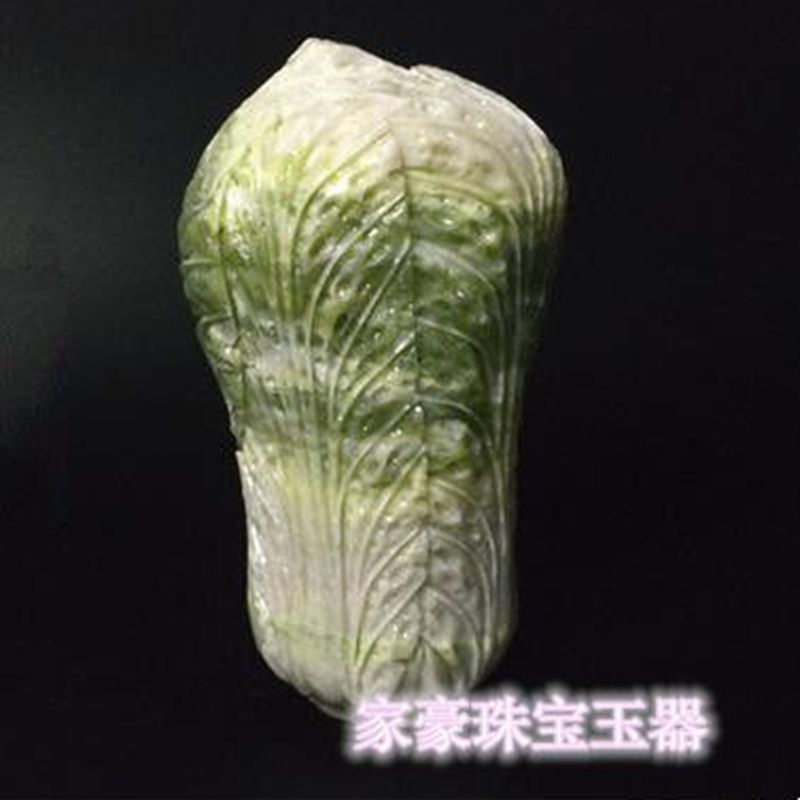 A货手工雕玉白菜室内摆件批发