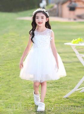 正品儿童演出女服童白色公主蓬蓬纱裙装025新款洋幼儿园毕业2典礼