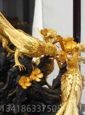 正品轻结奢足金箔婚摆件喜上眉梢新婚婚金婚礼金物创意客房厅家居