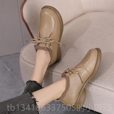 正品2025冬季新款真皮加绒毛棉1鞋女脚宽肥大码毛鞋妈士妈棉皮鞋4