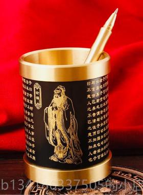 正品黄铜台笔筒创意摆件高档务商礼品送导书房办公室案装领饰品摆