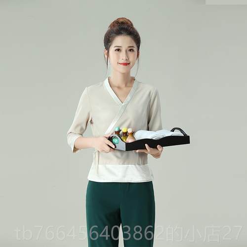 新款中美容师工作服女夏季美容院会沐足式套养生sap所工服高端装