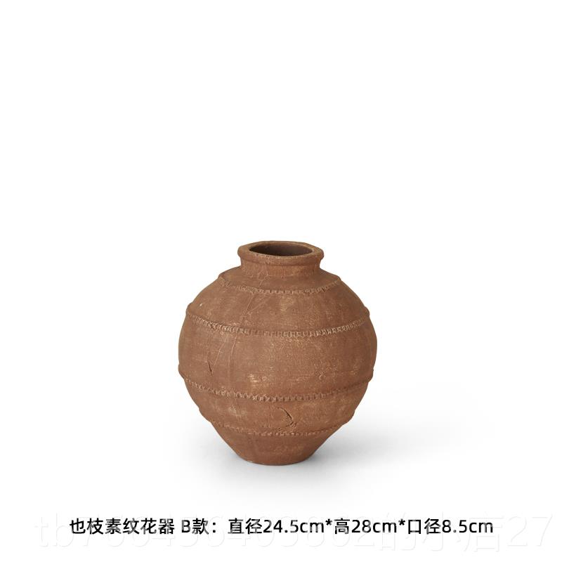 新款梵其瓷覆古陶罐橱花盆干花粗陶花摆瓶中式民宿手工艺古陶店铺