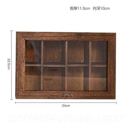 新款实展木防尘示柜桌面收纳盒透玻璃摆件格柜明首饰储存子柜小茶