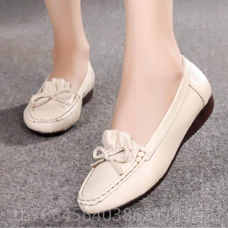 新款春秋牛筋鞋底妈妈50岁皮软豆豆底鞋舒适单鞋中老年女式真皮鞋,女鞋,浅口单鞋,淘宝优惠券,粉丝福利购,淘宝优惠卷