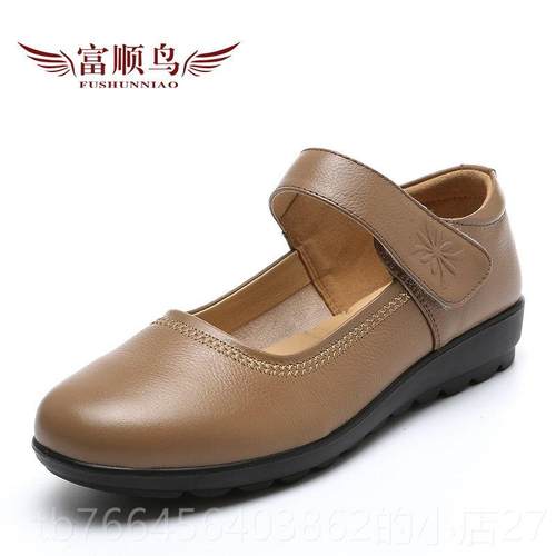 新款牛老年作34码真妈妈鞋老人单鞋工软底大码女皮鞋平跟平皮底女