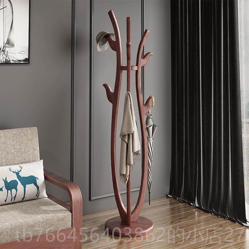 新款室实木衣帽架厅落地蜡木卧室挂衣架客挂衣服架子内家用置白物