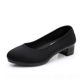 新款老妈北京布女鞋春秋单鞋软底中跟女黑工鞋作鞋酒妈店上班鞋跳