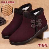 冬季 东纯羊毛女鞋 老北北京鞋 新款 加布绒老人年棉鞋 中老防滑保暖妈