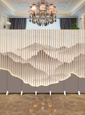 新室中式屏隔断客厅遮挡酒店卧简办公风室约家用折屏可移IBG动折