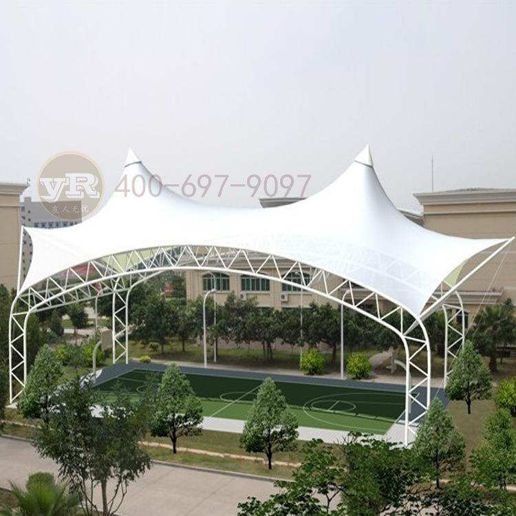 学校设篮球场膜WDJ构遮阳棚效果图计帽顶膜结构网场雨球棚结材料