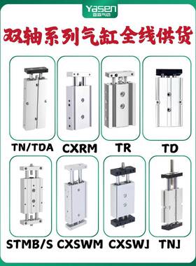 6双杆双轴气缸长行程加长型大推力TN1/21420/25/32-020X0300X40X5