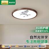 543新中式 圆形实木客吸古顶灯中国仿厅卧室ED简约L新款 胡桃木书房