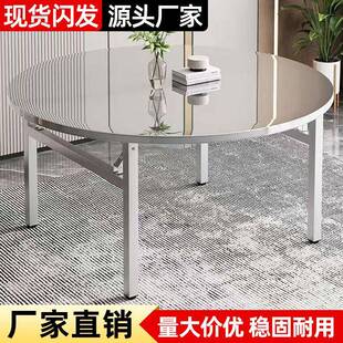 家RLQ用加不锈钢折叠大圆桌餐桌适合烧烤酒席吃锈圆饭台厚不钢桌