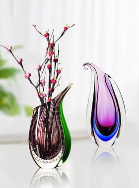 高档琉璃工艺品轻现代奢水晶花瓶摆件厅玄酒关柜博古架聚客财装饰