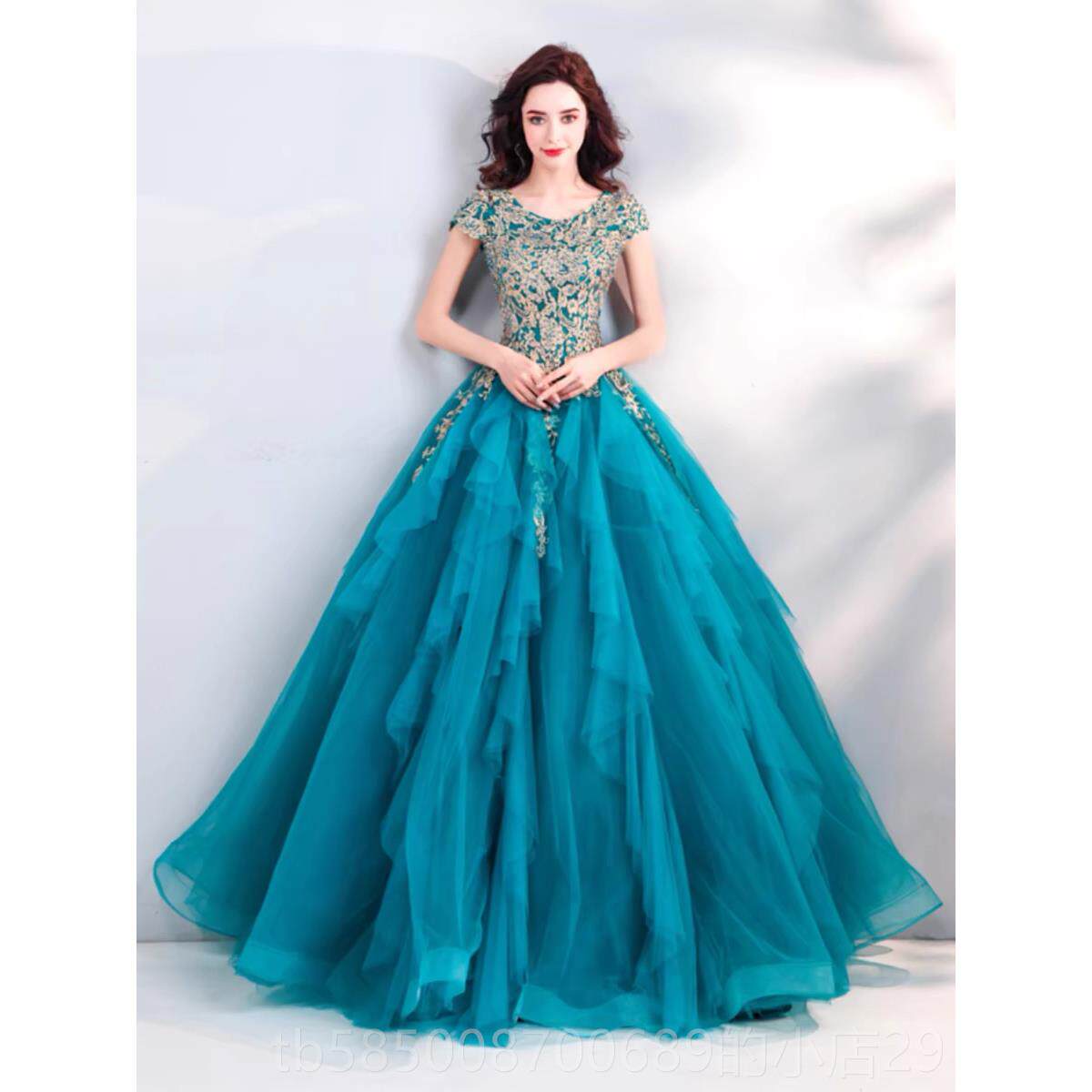 新款彩纱20生25新款礼服独唱美声舞出女演学艺考服台装蓬蓬裙成人