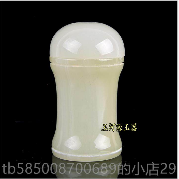 高档无石迷你签盒子天然牙石头阿富汗白玉玉石雕筒制牙签罐带盖缝