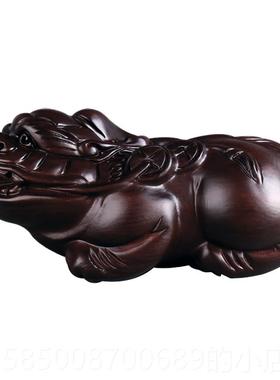 高档木雕貔貅摆一对大号中式家居室办公客摆设实木厅饰品红木件工