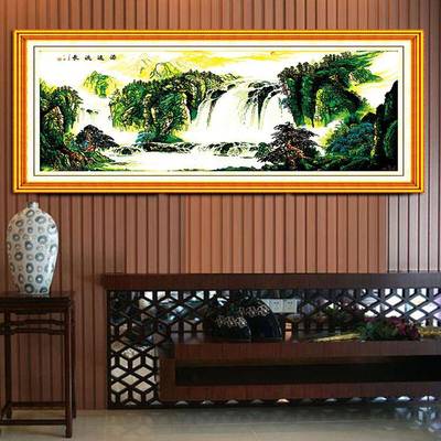 源远流乐长欢33899十字高绣山流水静平和心大幅清晰印花挂画