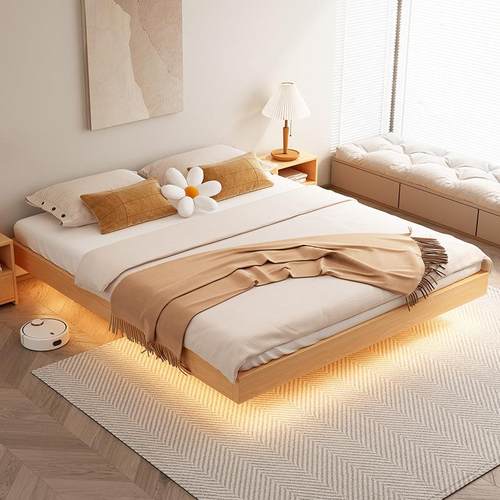 实木悬浮租床约现单代VFS1.5米双人床主卧出房用简榻榻米1米2人床