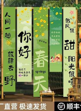 场景主题装露营氛围UQV仪拍照式户外挂布饰野餐布置春天置布条幅