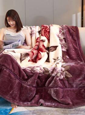 拉舍毛毯HGF学生宿舍珊瑚绒毛人毯季双层加厚盖毯单冬毯子尔双人