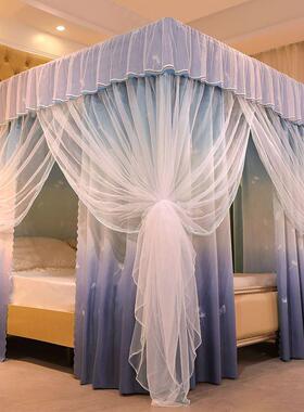 蚊YLF双帐一体式宫廷床幔风家用遮光布层宫廷蚊挡风防尘三帐开门