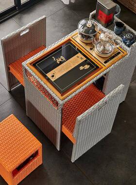 藤椅三用件套露台休闲家茶阳台室小NGH桌椅庭桌院户外桌椅外编藤