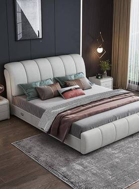 床UMK现代简约轻奢床主卧1.51米床布意式极简双科人床技.8收纳储