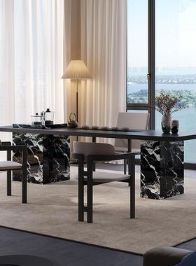 意式FEO极简岩茶板茶桌椅组合别墅高端茶意室设计师创代现简约办