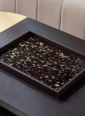 正现代奢轻天然马毛长形托盘置物收QPW纳摆件形桌面茶几装饰品样