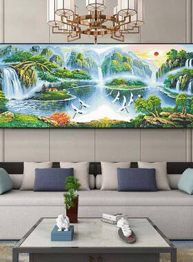 人仙山水画十字绣2024款新自己绣手间OCZ工清新自认风景境客厅大