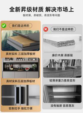 酒柜实木柜餐边客厅墙靠一体现代简约轻奢置物柜收纳物边柜子OJM