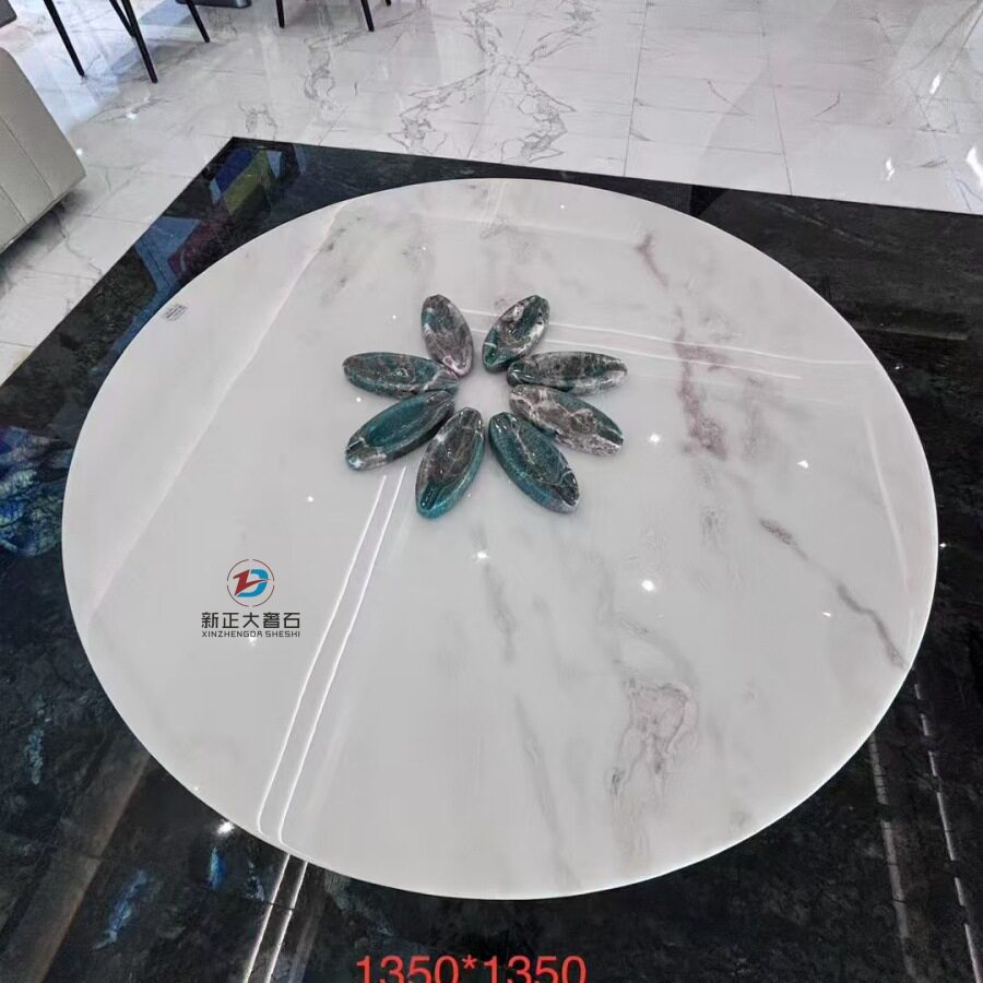 新正大奢石天然大理石泡茶圆桌